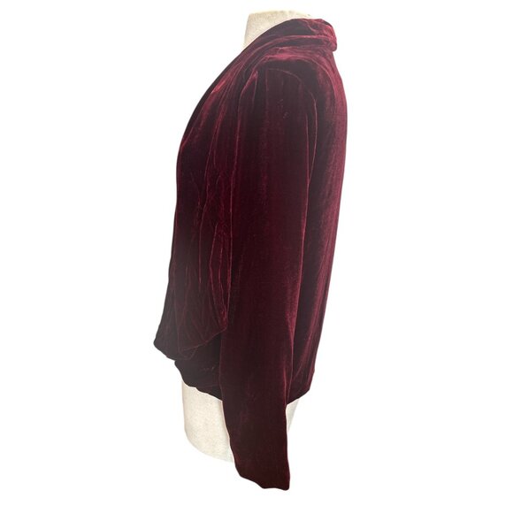 Lavender Brown Velvet Drape Jacket Women’s Medium – Wine Burgundy Silk Blend Sof - Picture 3 of 10